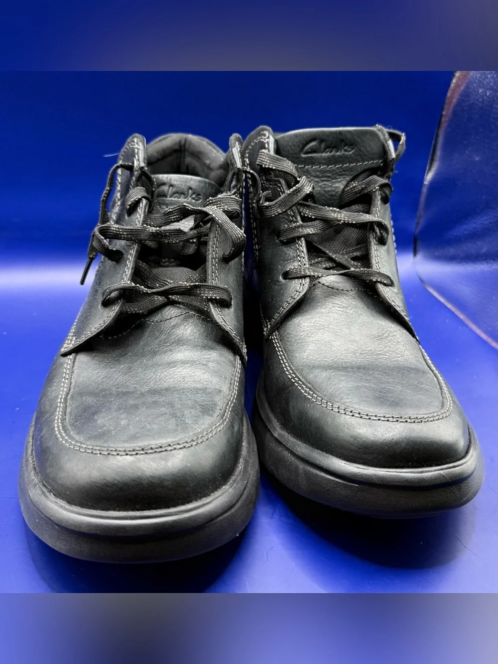 Clarks Collection Men's Black Leather Ankle Boots - Bradley Mid Size 9